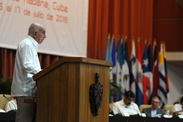José Ramón Machado Ventura en la clausura del XXIV Encuentro del Foro de Sao Paulo.