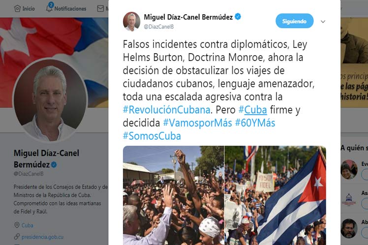 En Twitter Miguel Diaz Canel