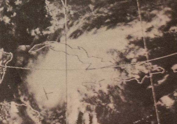 El ciclón Alma en el Caribe el 20 de mayo de 1970. Imagen del satélite: Environmental Science Services Administration (ESSA), precursora de la NOAA.