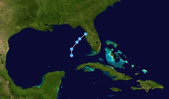 Trayectoria de la depresión tropical Uno de 1992. Mapa: Wikipedia.