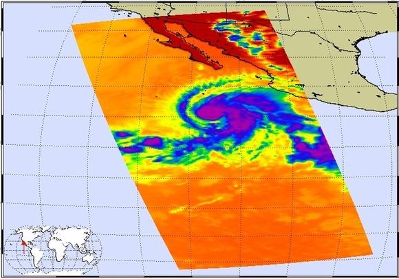 Aletta, el primer huracán del 2018 en el nordeste del Pacífico. Imagen: NASA.