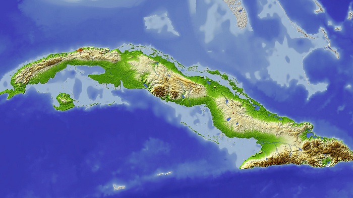 Mapa físico de Cuba