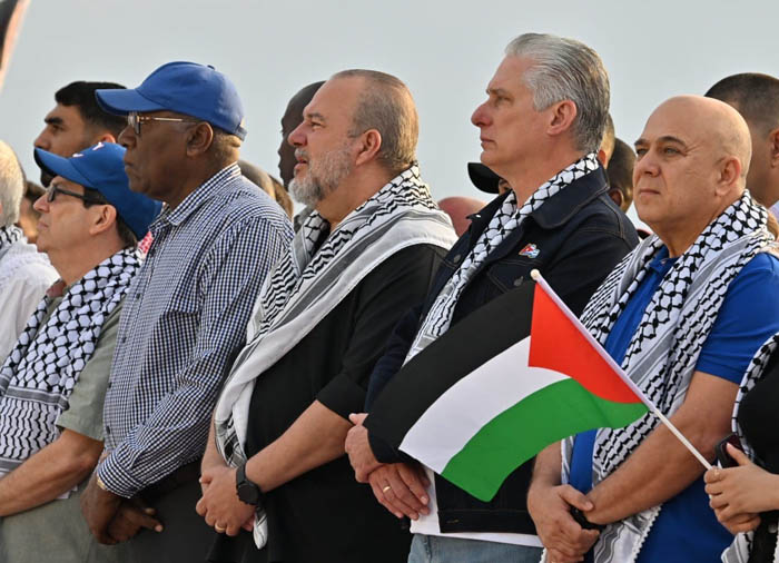 Acompaña Díaz-Canel concentración en apoyo a Palestina. Foto: Villuenda/Twitter.