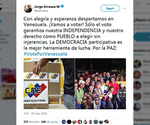 Canciller llama a votar a los venezolano para mantener la soberanía y la paz