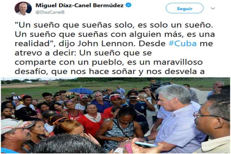 Twitter e imagen de Díaz-Canel con el pueblo Twitter e imagen de Díaz-Canel con el pueblo