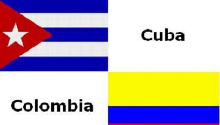 Banderas de Cuba y Colombia