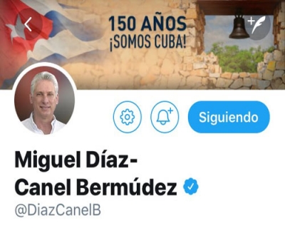 Banner alegórico a la creación de cuenta en twitter de Díaz-Canel