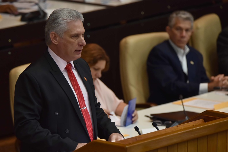 Miguel Díaz-Canel, Presidente de la República de Cuba, al pronunciar las palabras de clausura del IV período ordinario de sesiones de la Asamblea Nacional del Poder Popular