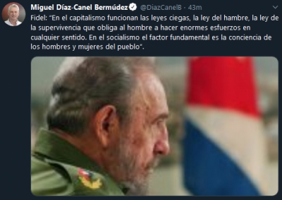 Resalta Díaz-Canel sentido humanista de Fidel 