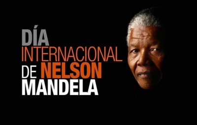 Banner alegórico al Día Internacional de Nelson Mandela
