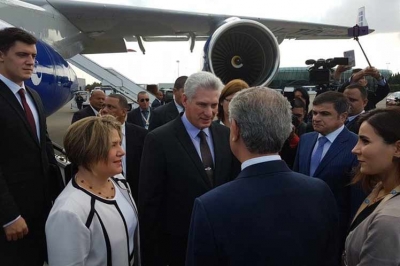 Presidente de Cuba en Azerbaiyán para cumbre de los No Alineados 