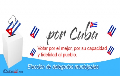Banner alegórico a las elecciones en Cuba