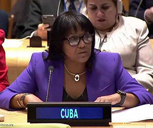 La representante permanente de Cuba ante las Naciones Unidas, Anayansi Rodríguez. Foto tomada de PL.