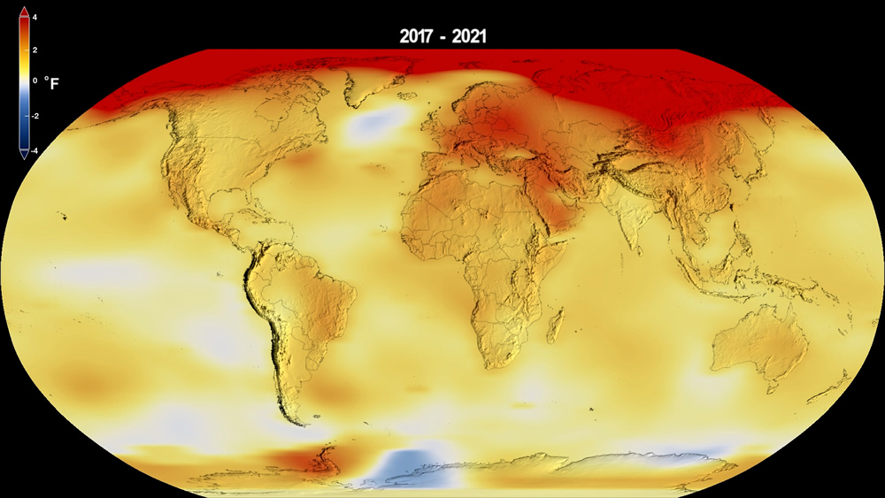 Anomalías de temperatura global en la superficie del planeta en 2021.