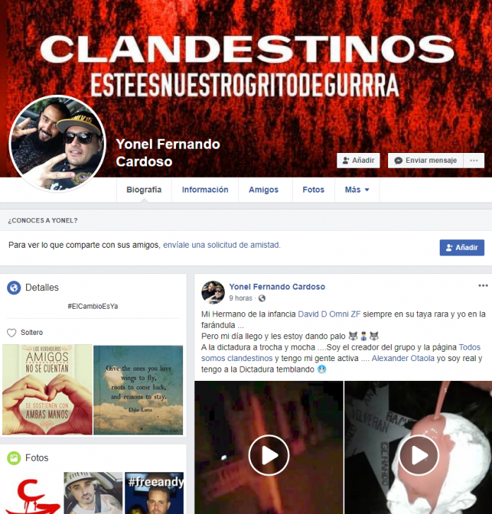 Imagen del perfil en facebook del grupo Clandestinos