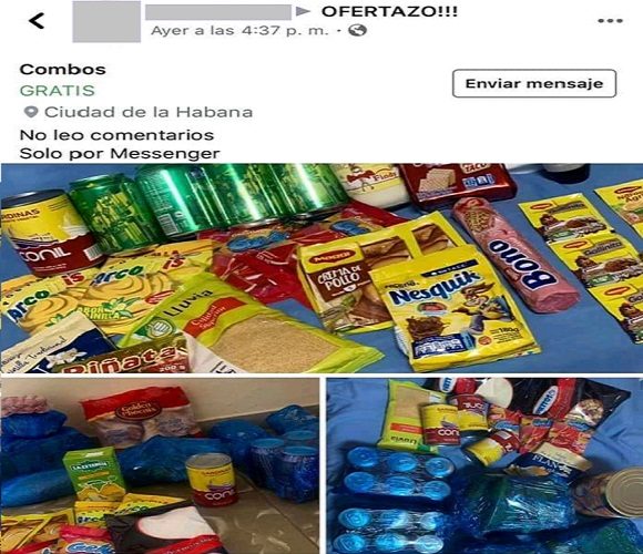 En estos combos hay varios productos que solo se pueden adquirir en las tiendas estatales. Foto: Captura de pantalla.