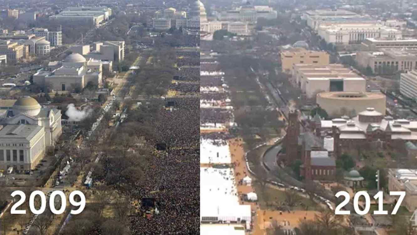 Comparación entre toma de posesión de Obama y de Trump