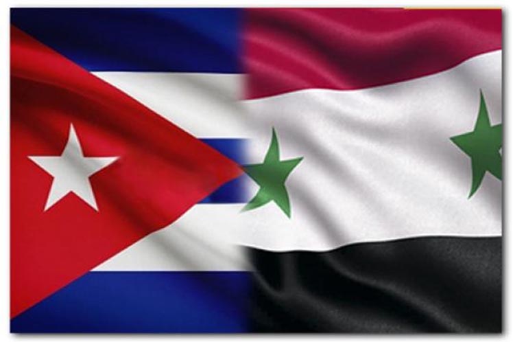 Banderas de Cuba y Siria