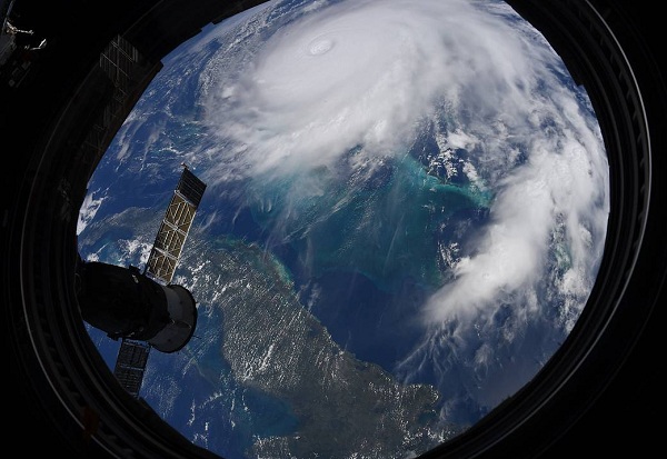 El huracán Dorian tomado desde la Estación Espacial Internacional, septiembre de 2019. Foto: NASA. El huracán Dorian tomado desde la Estación Espacial Internacional, septiembre de 2019. Foto: NASA.