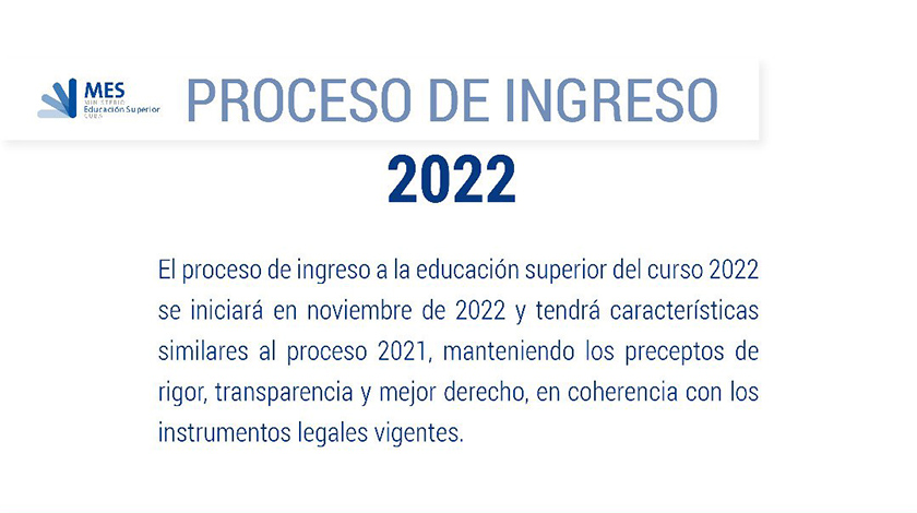 Exámenes de ingreso a la Educación Superior serán en noviembre 