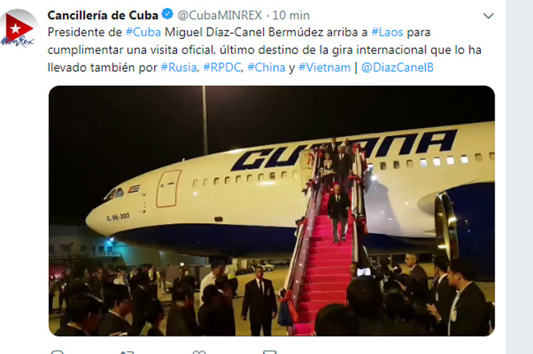 Presidente de Cuba llega a Laos