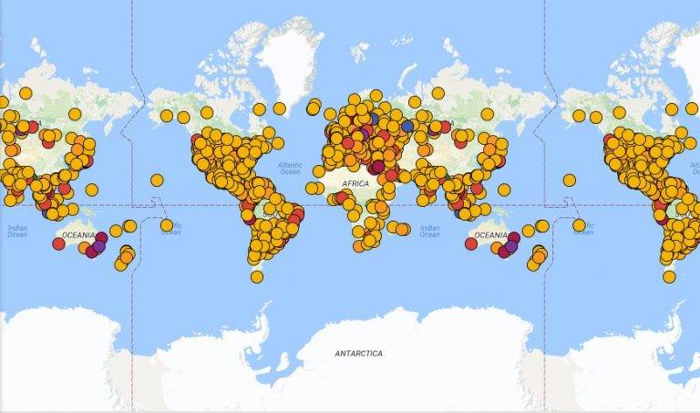 Este mapa representa los puntos de acceso del Google Global Cache en el mundo.