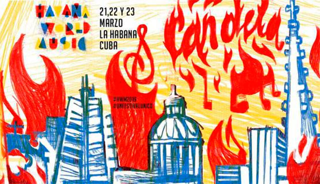 Banner alegórico al Havana World Music