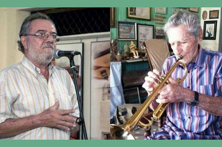 El musicólogo e investigador Jesús Gómez Cairo y el trompetista Marcos Antonio Urbay Serafín 