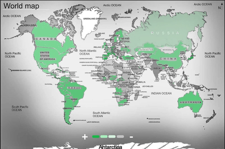mapa mundial sobre  firmas de la carta de científicos de Cuba a Biden