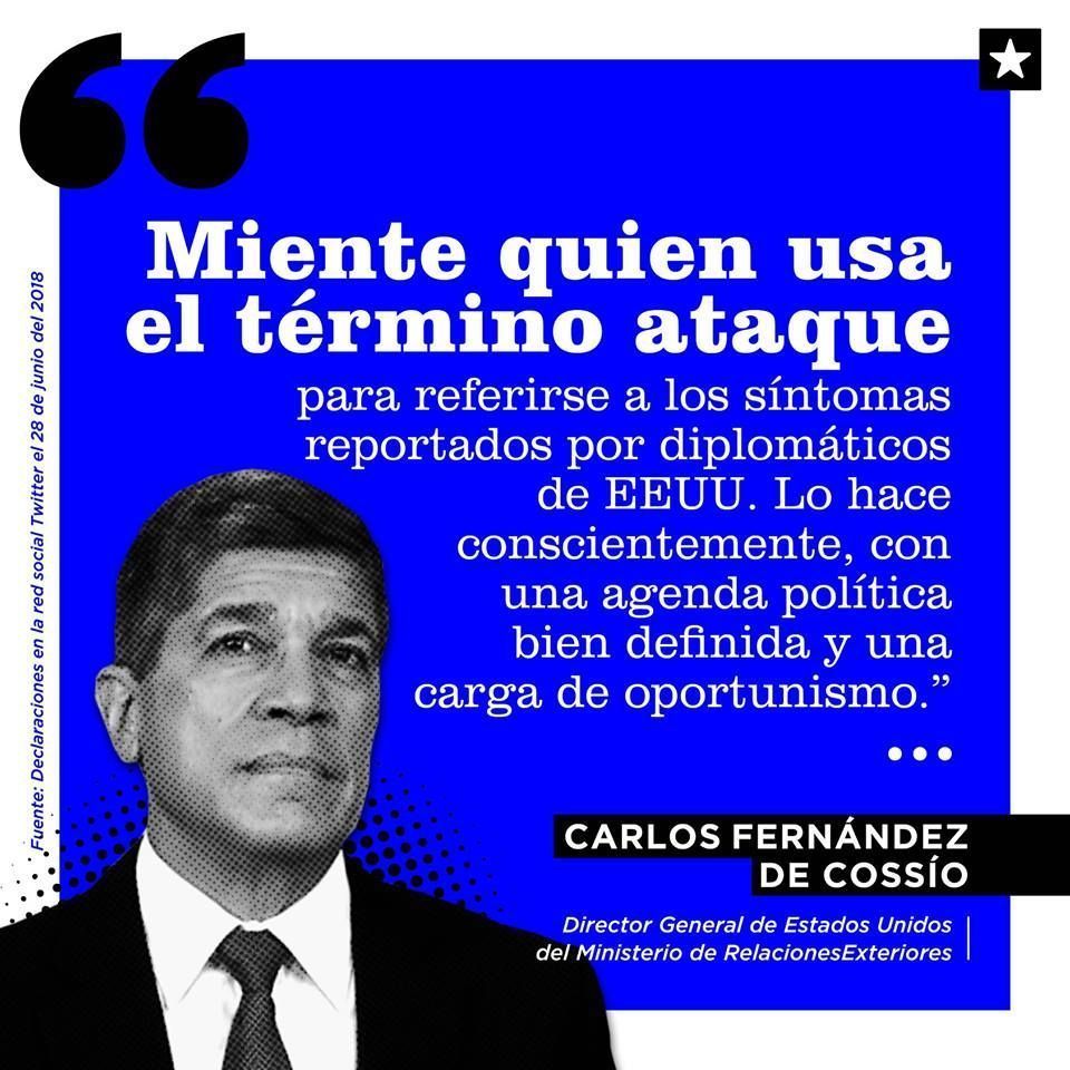 Imagen de Carlos Fernández de Cossío con palabras alegóricas a los supuestos ataques sónicos