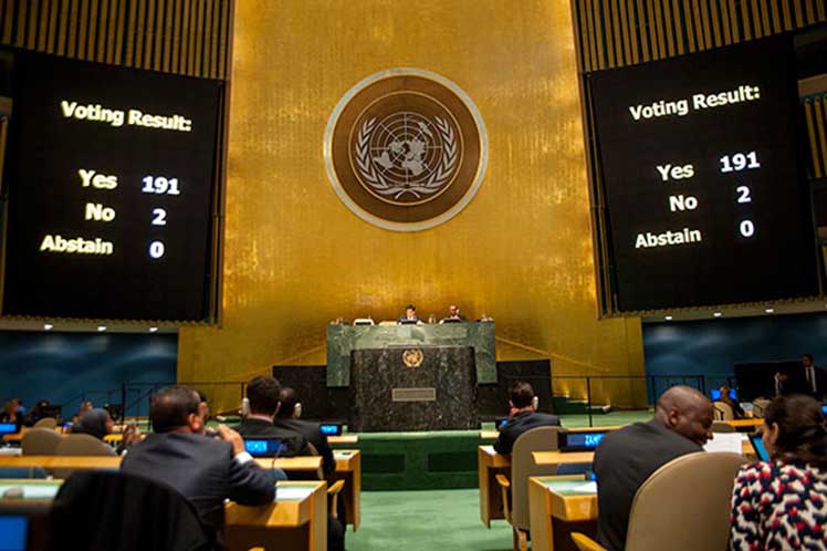 Voto bloqueo en Asamblea de Naciones Unidas