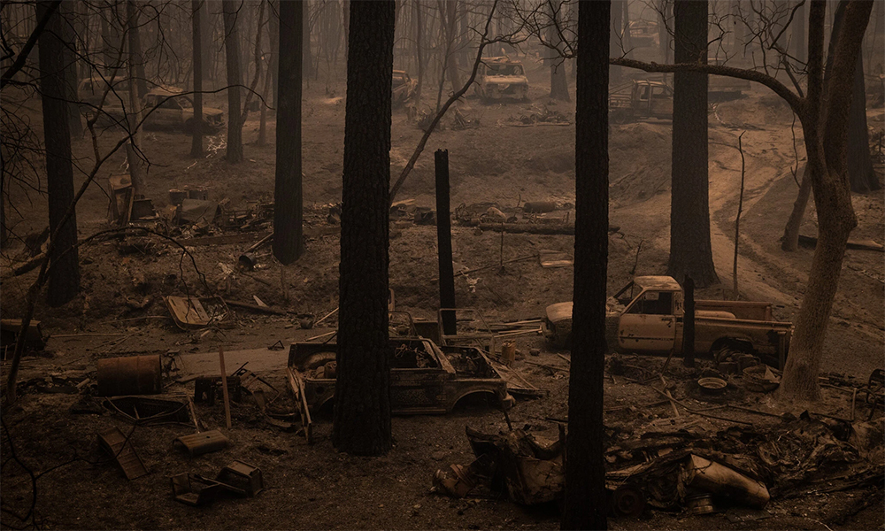 El pequeño pueblo de Berry Creek, California, quedó en ruinas el 9 de septiembre de 2020, tras el paso del incendio del oso (Bear Fire). Foto: The New York Times.