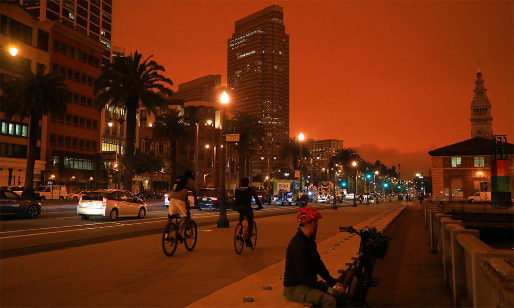 Oscuridad en San Francisco a las 10:55 a.m. del miércoles 9 de septiembre de 2020. Foto: The New York Times.