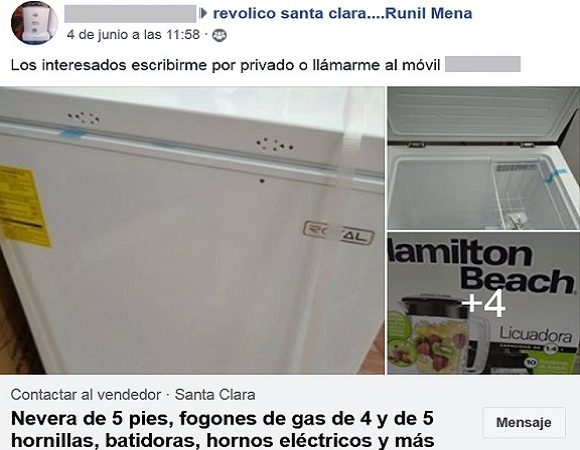 En Santa Clara, las autoridades del Ministerio del Interior operaron su primer caso a partir de los anuncios de ventas en redes sociales. Foto: Captura del perfil personal en Facebook.