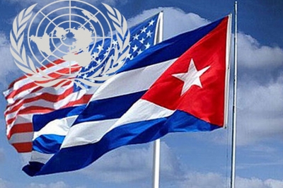 Banderas de EE.UU y  Cuba