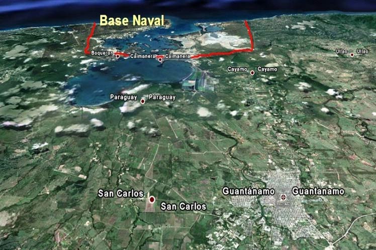 Mapa donde se ubica la Base Naval de Guantánamo