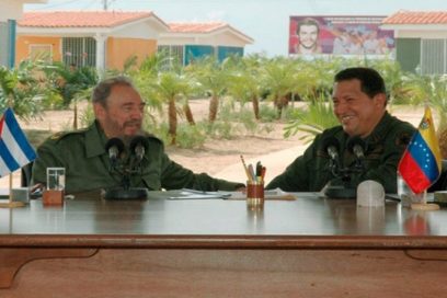 líderes revolucionarios Fidel Castro Ruz y Hugo Chávez Frías