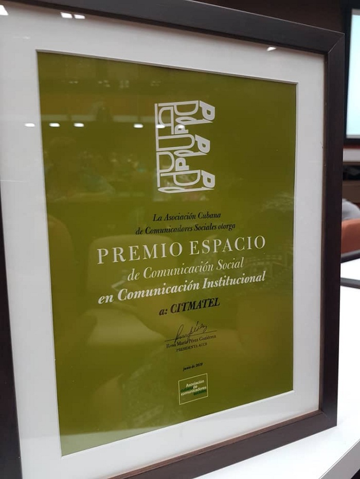 Recibe Citmatel el Premio Espacio en la categoría de Comunicación Institucional