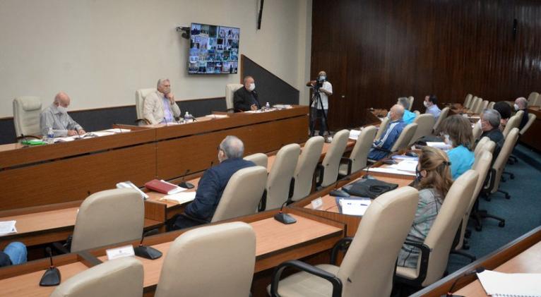 Reunión del Grupo Temporal Nacional de enfrentamiento a la COVID-19. Enero 15, 2021 - Foto: Estudios Revolución