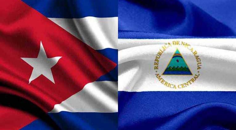 Banderas de Cuba y Nicaragua 