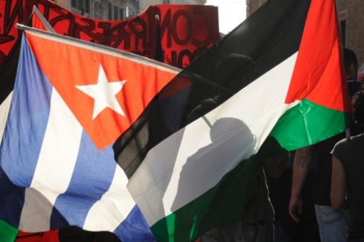 Banderas de Cuba y Palestina