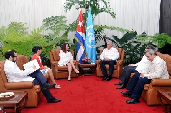 Mandatario cubano dialoga con Presidenta de Asamblea General de la ONU