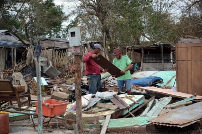 Vivienda totalmente destruida en Palmarito, en el poblado de Júcaro, comunidad más afectada por el huracán Irma en Ciego de Ávila, Cuba.