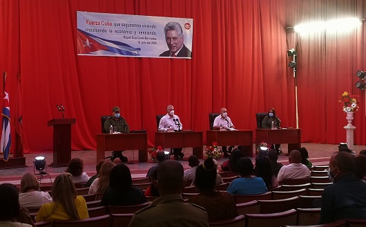 Pleno extraordinario del Comité Provincial del Partido en Cienfuegos. Foto: Presidencia Cuba/ Twitter.