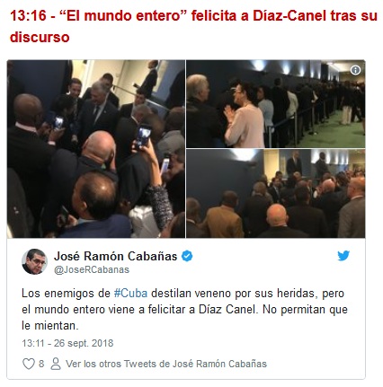 “El mundo entero” felicita a Díaz-Canel tras su discurso