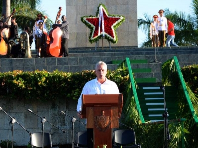Pronuncia Miguel Díaz-Canel Bermúdez discurso en el acto por el 50 Aniversario de la caída del Che en Bolivia, en Santa Clara 