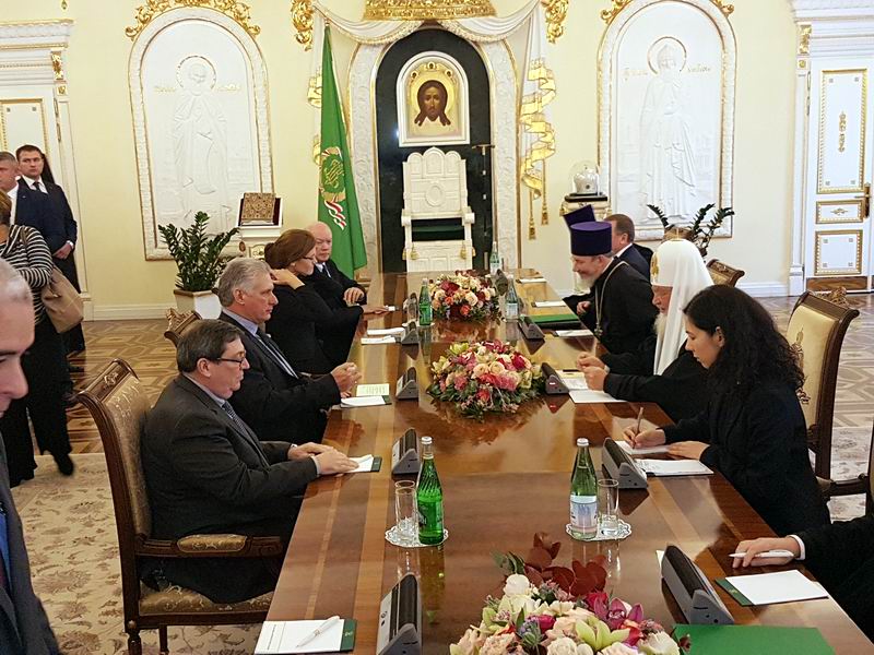 Recibe Patriarca de la Iglesia Ortodoxa Rusa a Díaz-Canel