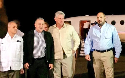 Miguel Díaz-Canel a su llegada a Nicaragua