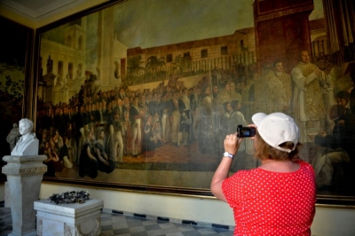 cuadro del pintor francés Jean Baptiste Vermay en El Templete en La Habana