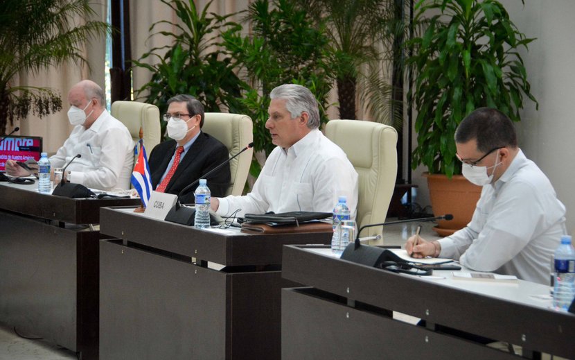     Miguel Mario Díaz-Canel Bermúdez, Presidente de la República de Cuba, en la XVIII Cumbre virtual del ALBA-TCP, el 14 de diciembre de 2020, “Año 62 de la Revolución”.